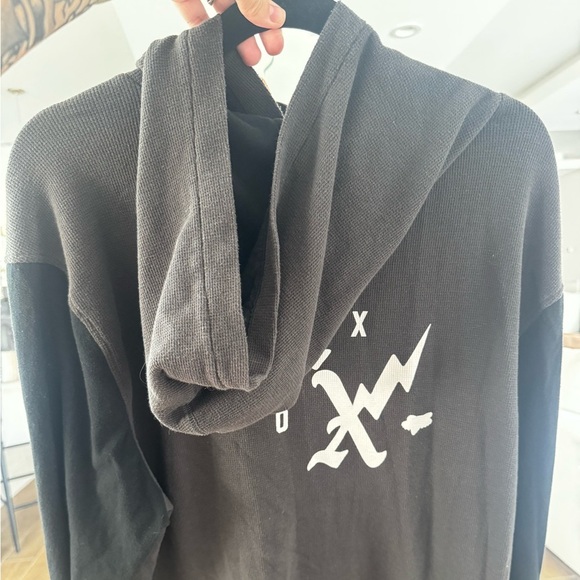 Fox Racing Moto-X Waffle Knit Hoodie Black XXL Long Sleeve Vintage Style Y2K - Picture 6 of 7